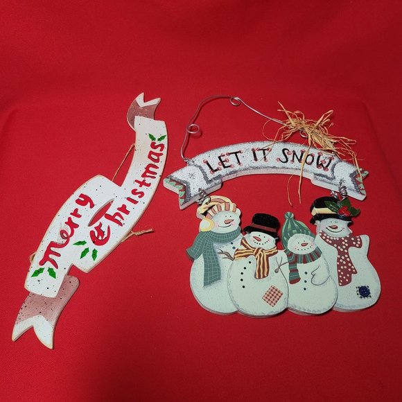 Christmas Signs Merry Christmas and Let it Snow Set of 2 - Picture 12 of 12